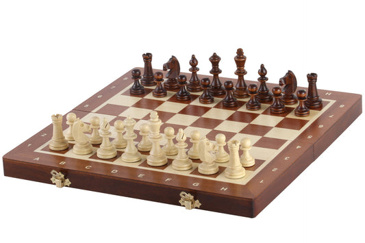 APEQi® ROYAL Schach - Schachspiel Holz HOCHWERTIG - Massivholz,  34,5x34,5cm, aus EU, Geschenkidee - edles Schachbrett Holz hochwertig -  klappbare